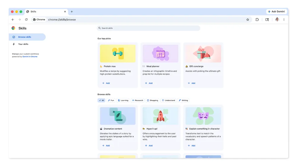 Google Chrome’s New ‘Skills’ Feature Lets You Save and Reuse Gemini AI Prompts Instantly